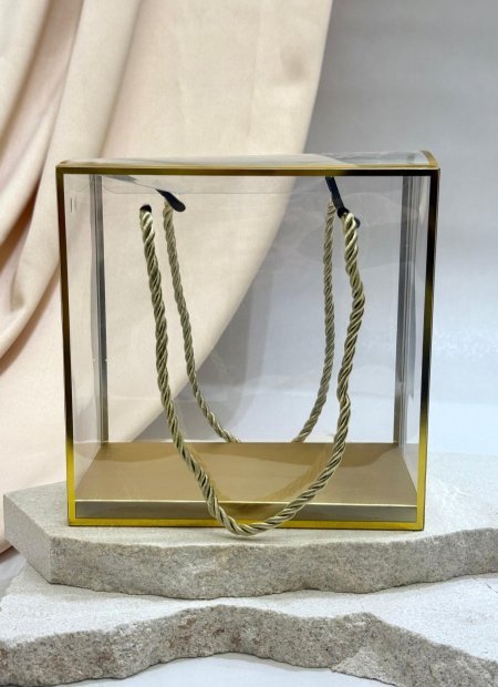 أكياس PVC حافة ذهبي & يد ذهبي ( 15*8.5*15 سم )