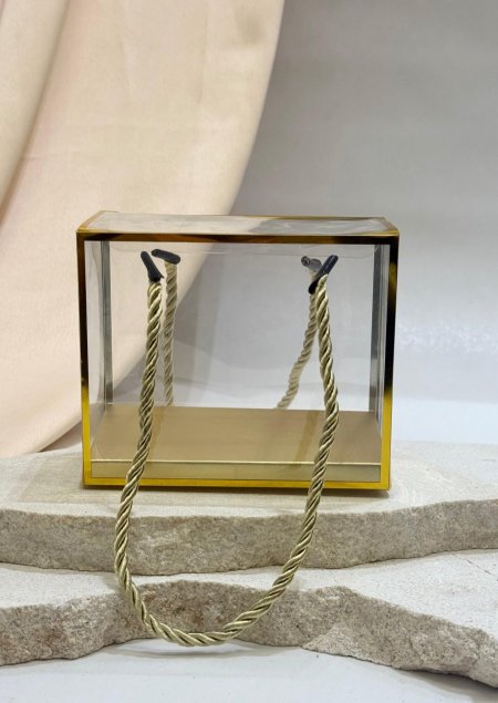 أكياس PVC حافة ذهبي & يد ذهبي ( 10*6*12 سم )