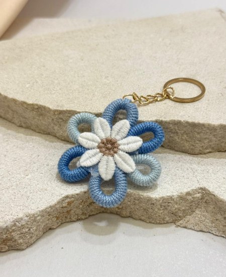 ميدالية مكرميه وردة ( ازرق )