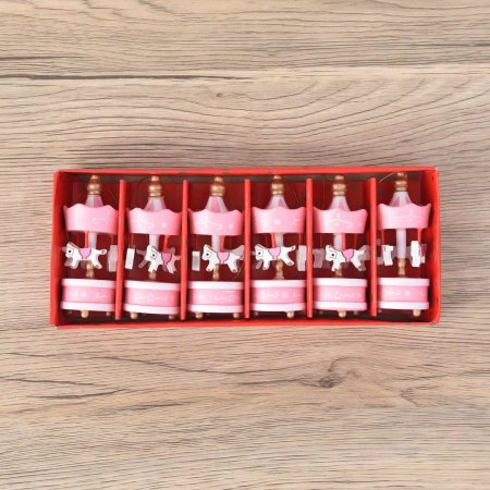 لعبة الحصان خشب ( زهري ) - 6 قطع