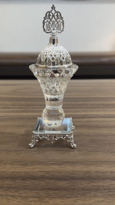 مباخر كرستال قاعدة معدن فضي ( 17*6 سم )