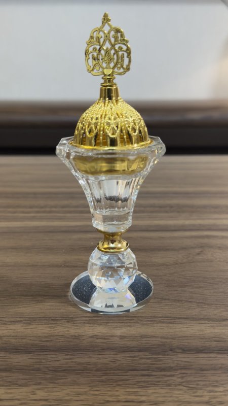 مباخر كرستال ~ عنق ذهبي & طابة كرستال ~ ( 16*5 سم )