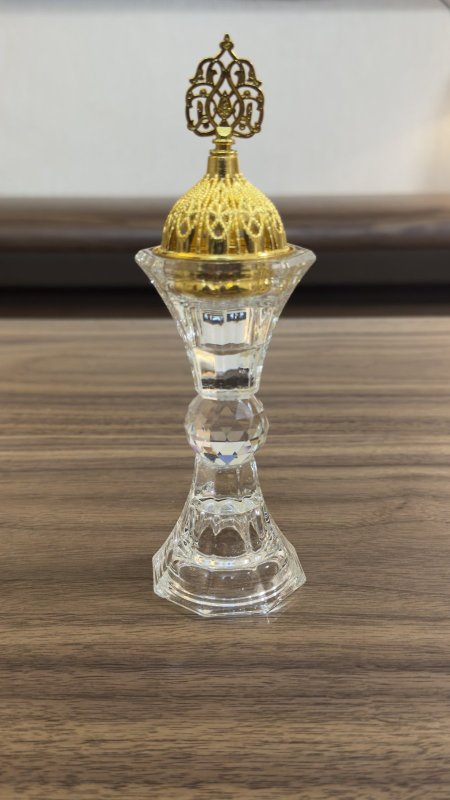 مباخر كرستال ذهبي & طابة كرستال ( 19*6 سم )