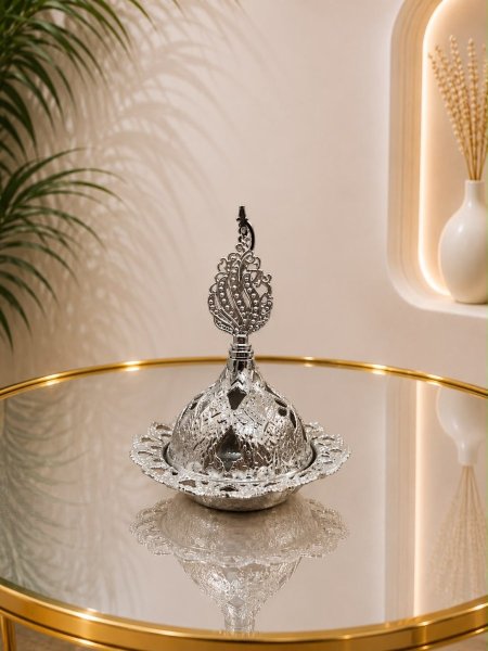 مباخر نحاسية ( فضي ) حجم صغير