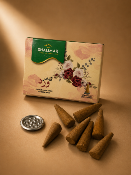 اقماع بخور SHALIMAR ( ورد ) 7 قمع & قاعدة معدن