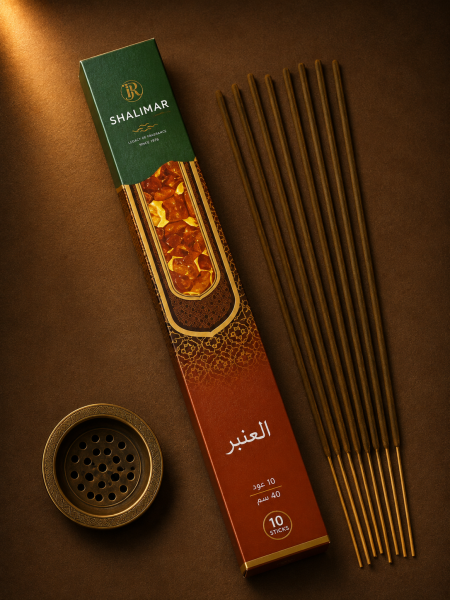 اعواد بخور SHALIMAR مستطيل 2 ساعة ( العنبر ) 10 عود * 40 سم