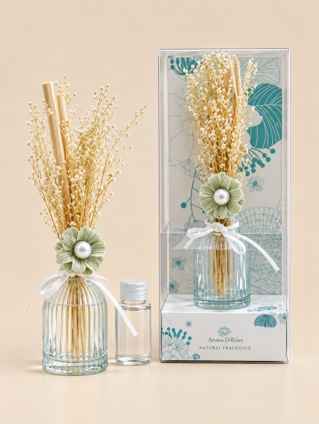 فواحة زجاج مع عطر 50ml & تغليف و زينة