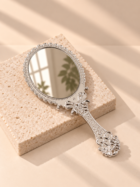 مرآه بلاستيك فضي ( 20*9 cm ) ( قابلة للطي )