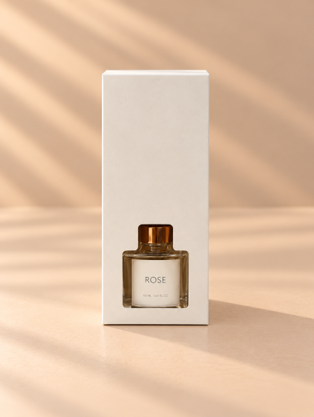 فواحة زجاج مع عطر 50ml & تغليف هرمي باللون الابيض